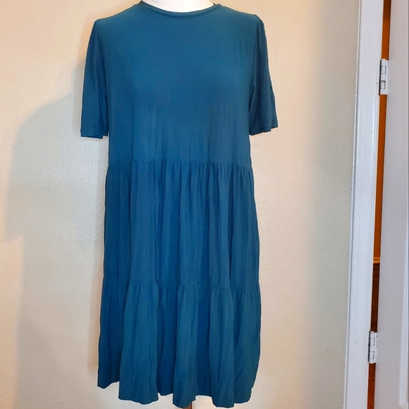 Zara | Dresses | Zara Tiered Teal Green Dress | Poshmark